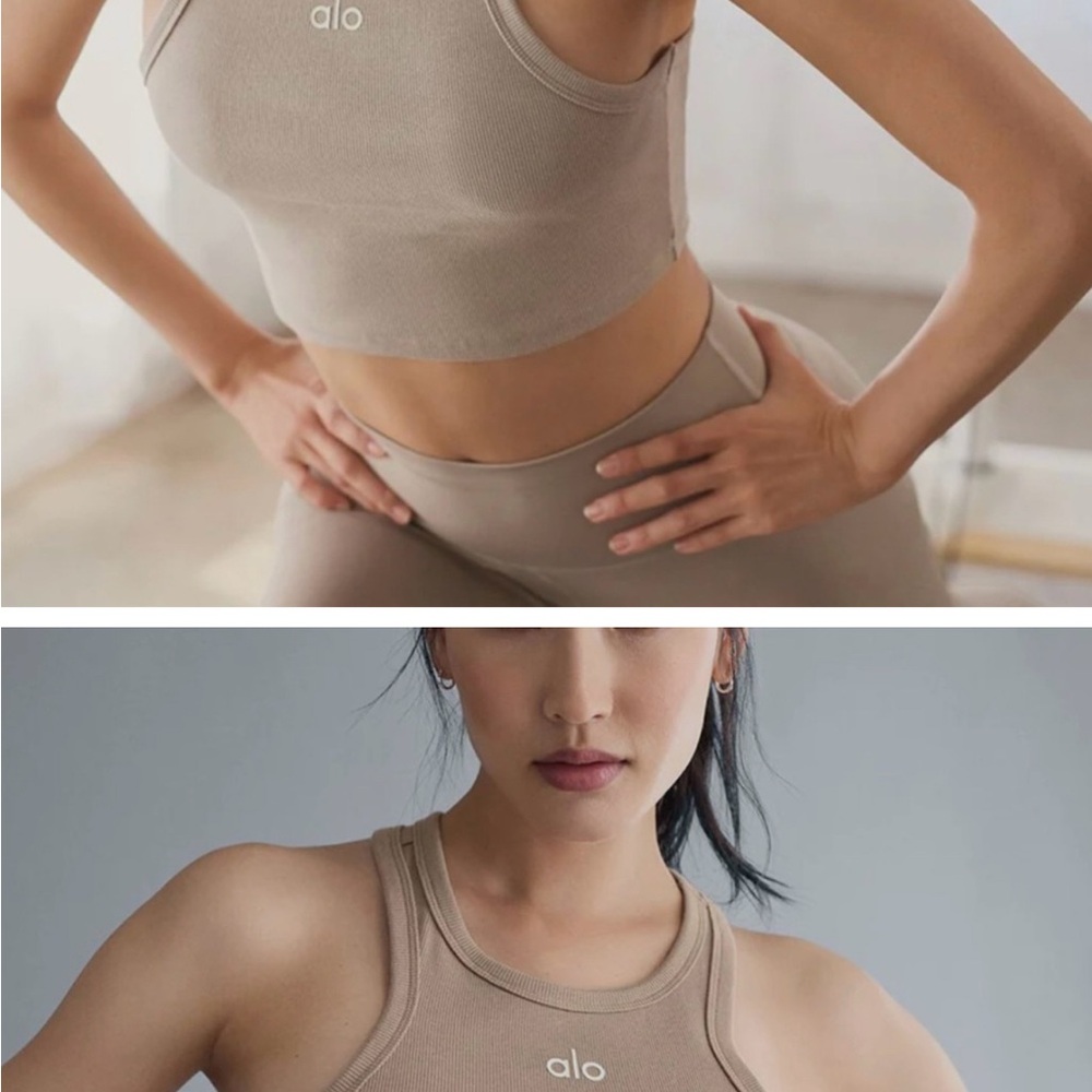 ALO Yoga aspire tank Gravel/white color XS